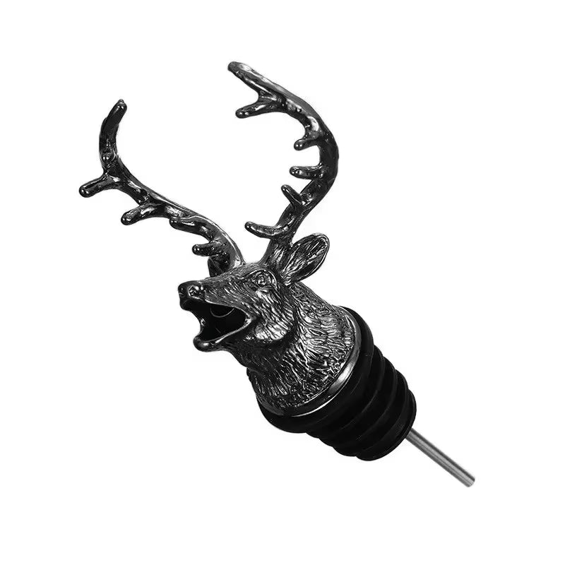 1 PC Zinc Alloy Deer Elk Head Mouth Wine Pourer Wines Extractor Silver Pourers Bar Accessories Dispenser for Wine