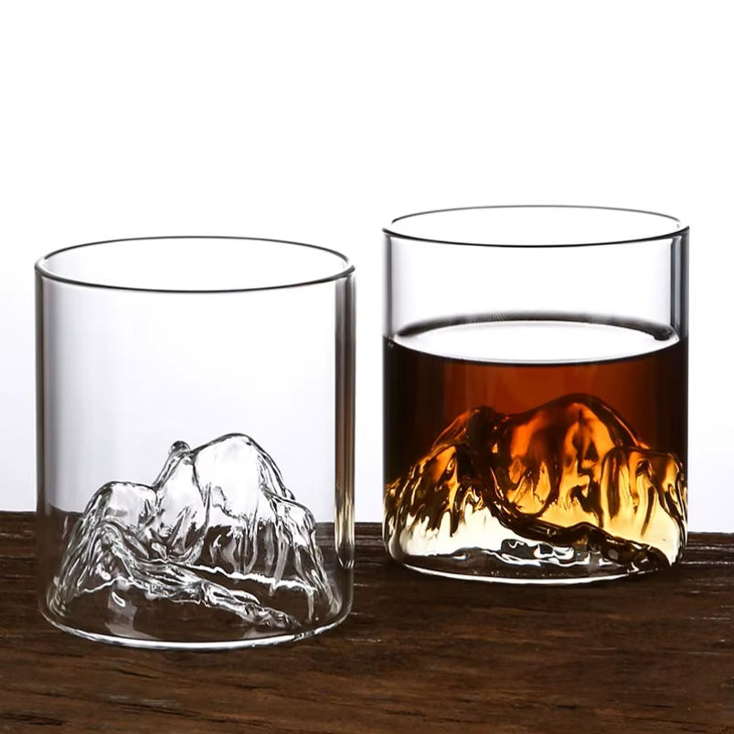 6 Piece Whiskey Glass Set 5Oz Mountain Crystal Glass round Transparent Crystal Glass Suitable for Drinking Whiskeycognaccocktail