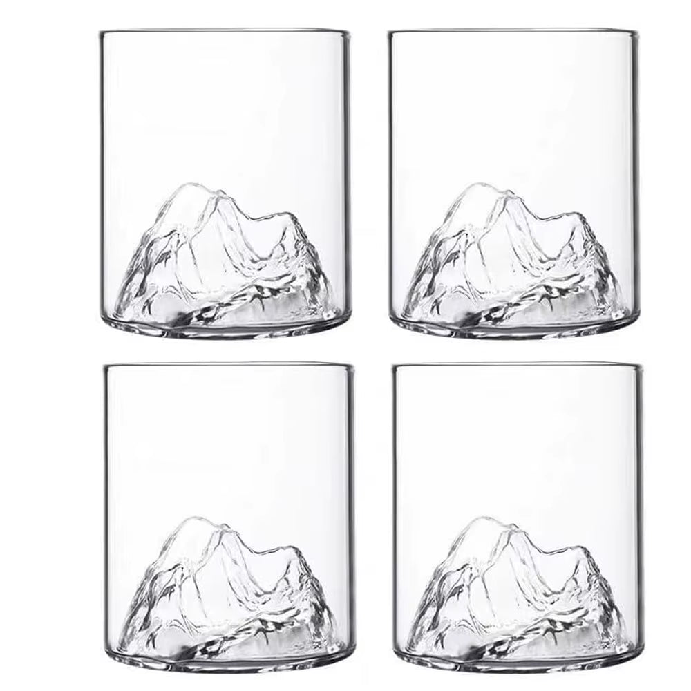 6 Piece Whiskey Glass Set 5Oz Mountain Crystal Glass round Transparent Crystal Glass Suitable for Drinking Whiskeycognaccocktail