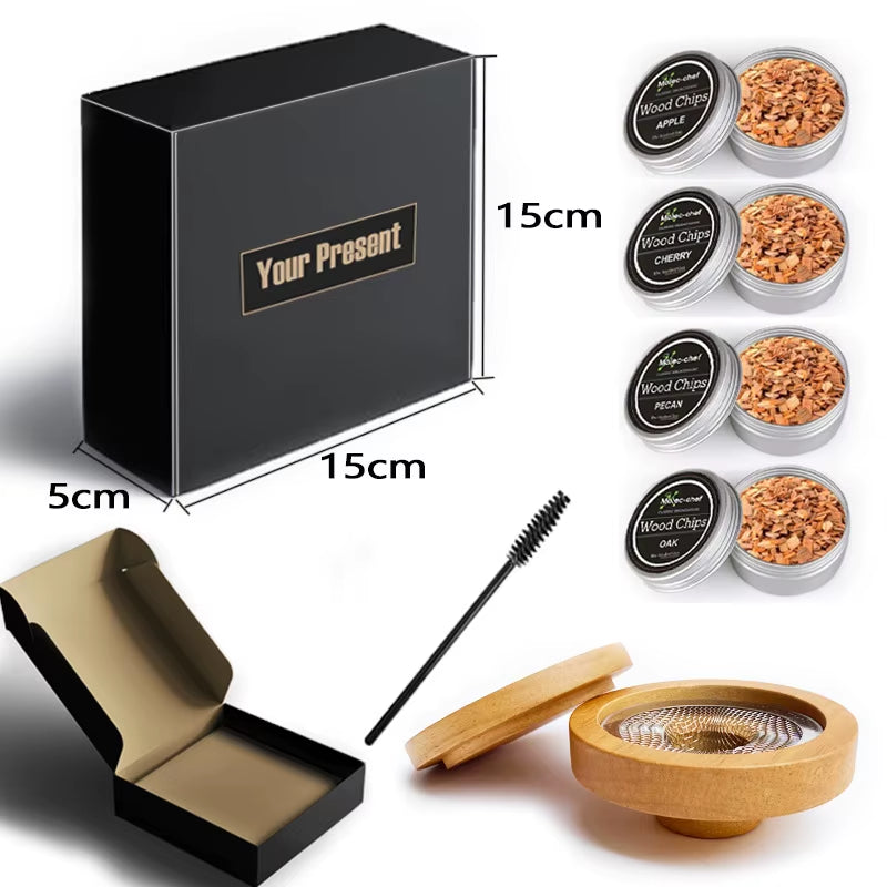 Kitchen Bar Tools Cocktail Smoker Kit 4 Types Smoked Wood Sustainable Flamethrower Party Reception Whiskey Beer Drink Smoker Set