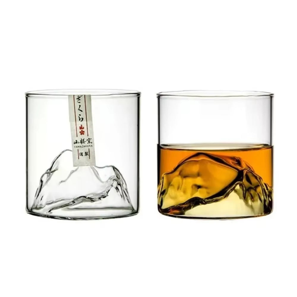 6 Piece Whiskey Glass Set 5Oz Mountain Crystal Glass round Transparent Crystal Glass Suitable for Drinking Whiskeycognaccocktail