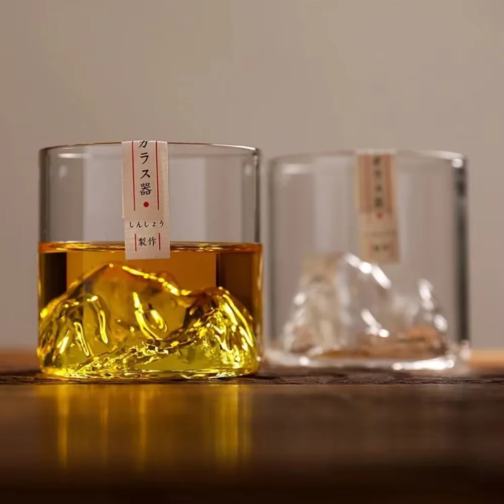 6 Piece Whiskey Glass Set 5Oz Mountain Crystal Glass round Transparent Crystal Glass Suitable for Drinking Whiskeycognaccocktail
