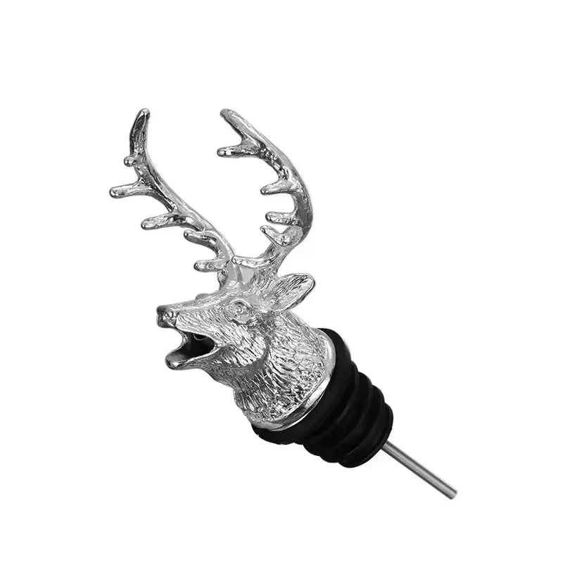 1 PC Zinc Alloy Deer Elk Head Mouth Wine Pourer Wines Extractor Silver Pourers Bar Accessories Dispenser for Wine