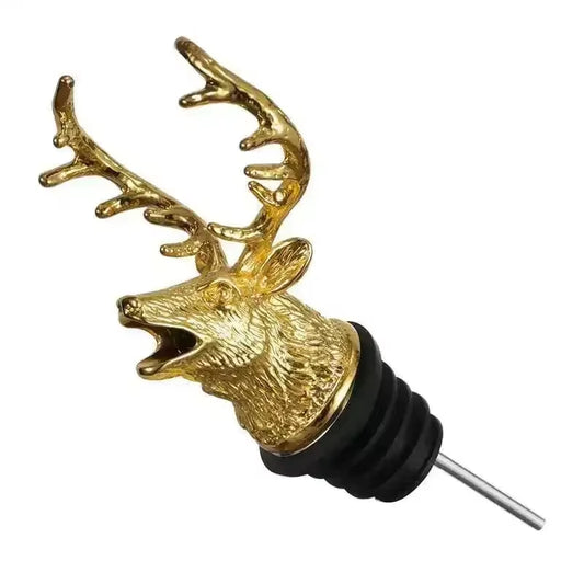 1 PC Zinc Alloy Deer Elk Head Mouth Wine Pourer Wines Extractor Silver Pourers Bar Accessories Dispenser for Wine