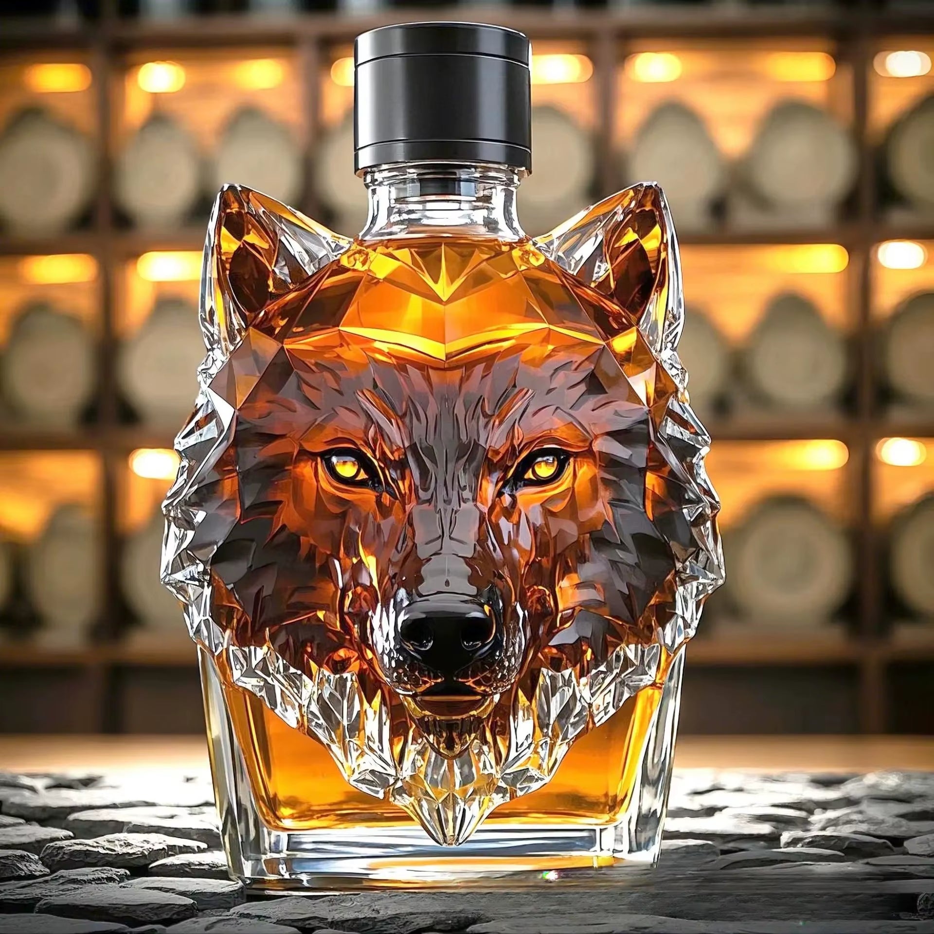 New Wolf Head Whiskey Bottle, High Borosilicate Glass Process Bottle, Animal-Shaped Bottle