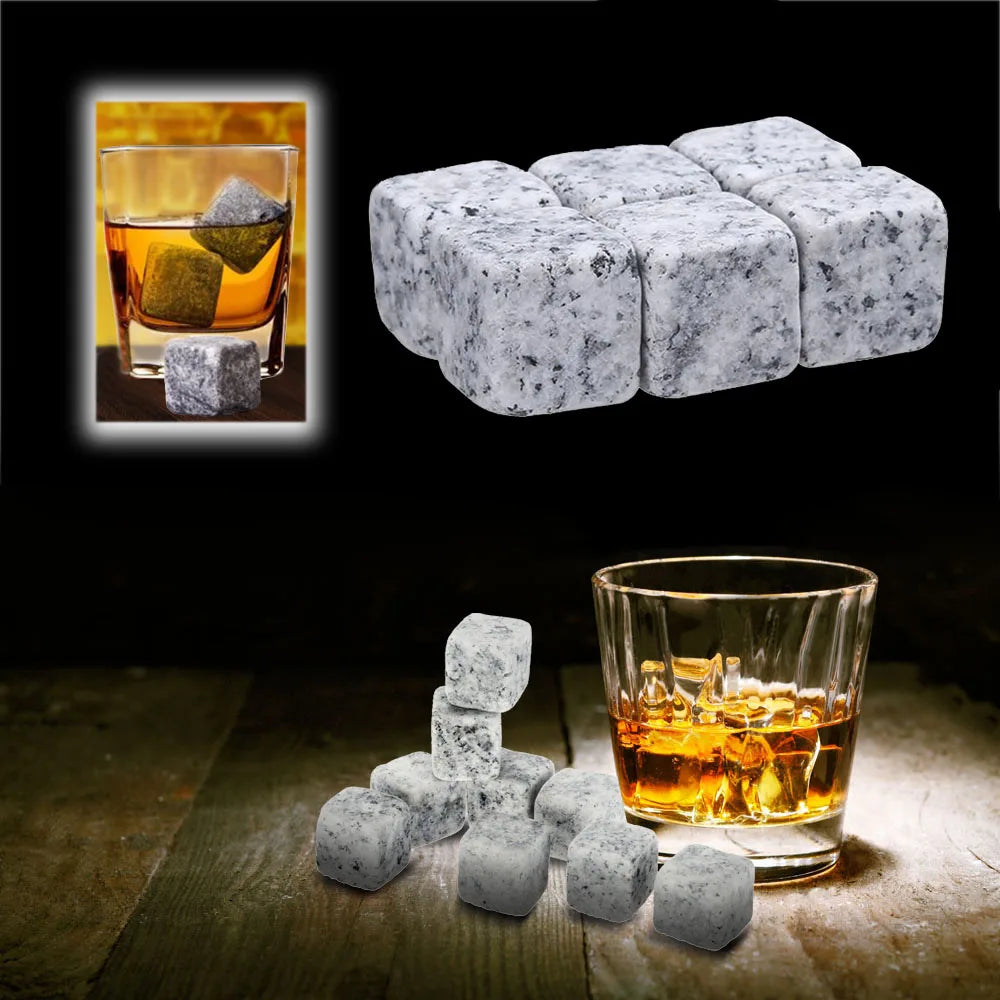 6PCS Natural Whiskey Stones Sipping Dry Ice Cube Whisky Stone Whisky Rock Cooler Wedding Gift Favor Christmas Bar